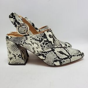 Chase And Chloe Fame 1 Snakeskin Slingback Chunky Heels Pointed Toe Mules Sz 8.5